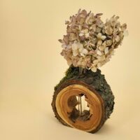 Holzscheibe mit Vase 1